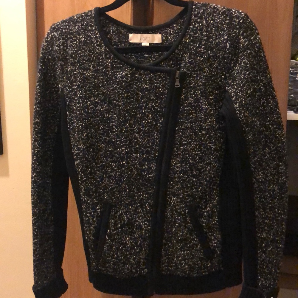 LOFT zip up sweater jacket with pockets